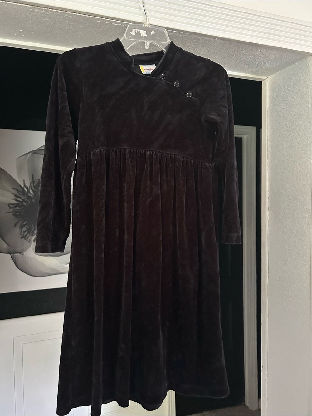 Hanna Andersson Black Velvet Long Sleeve Dress